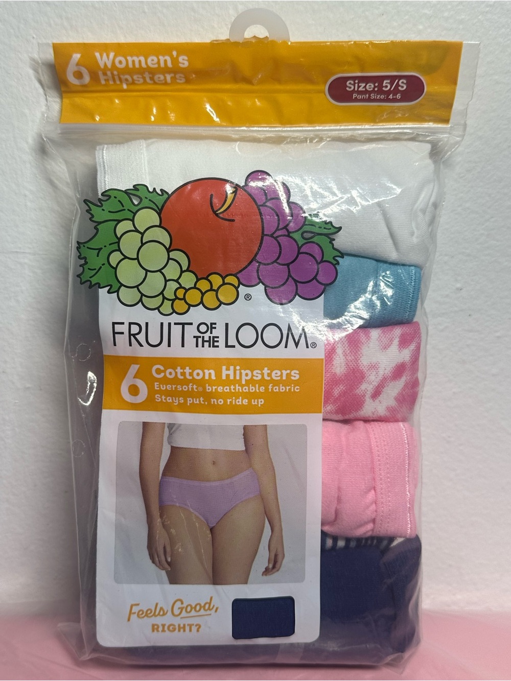 Fruit of the Loom Cotton Hipster Panties 6 Pack NWT Size 5/S